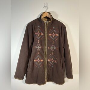 Outback Trading Company 29675 Aviana Jacket Western Brown Embroidered Fleece 1X